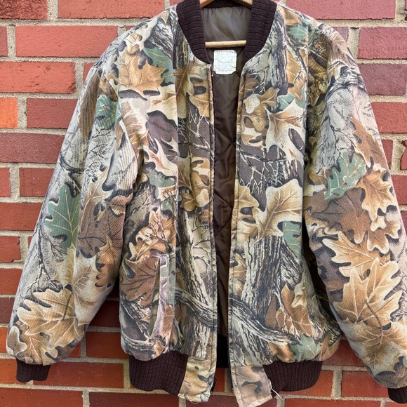 Advantage Camouflage Vintage Bomber Style Insulated Hunting Jacket USA Made- M - Picture 1 of 4
